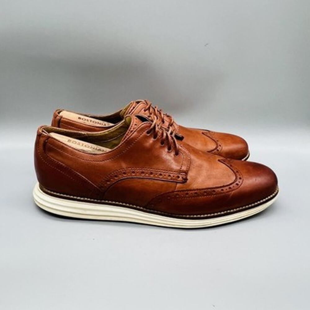 Cole Haan Shoes Mens 10.5 Brown Leather Grand OS Wingtip Oxford Dress Brogue